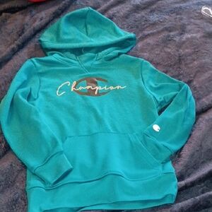 Kids' Size 5/6 Champion Logo Hoodie Teal/Aqua